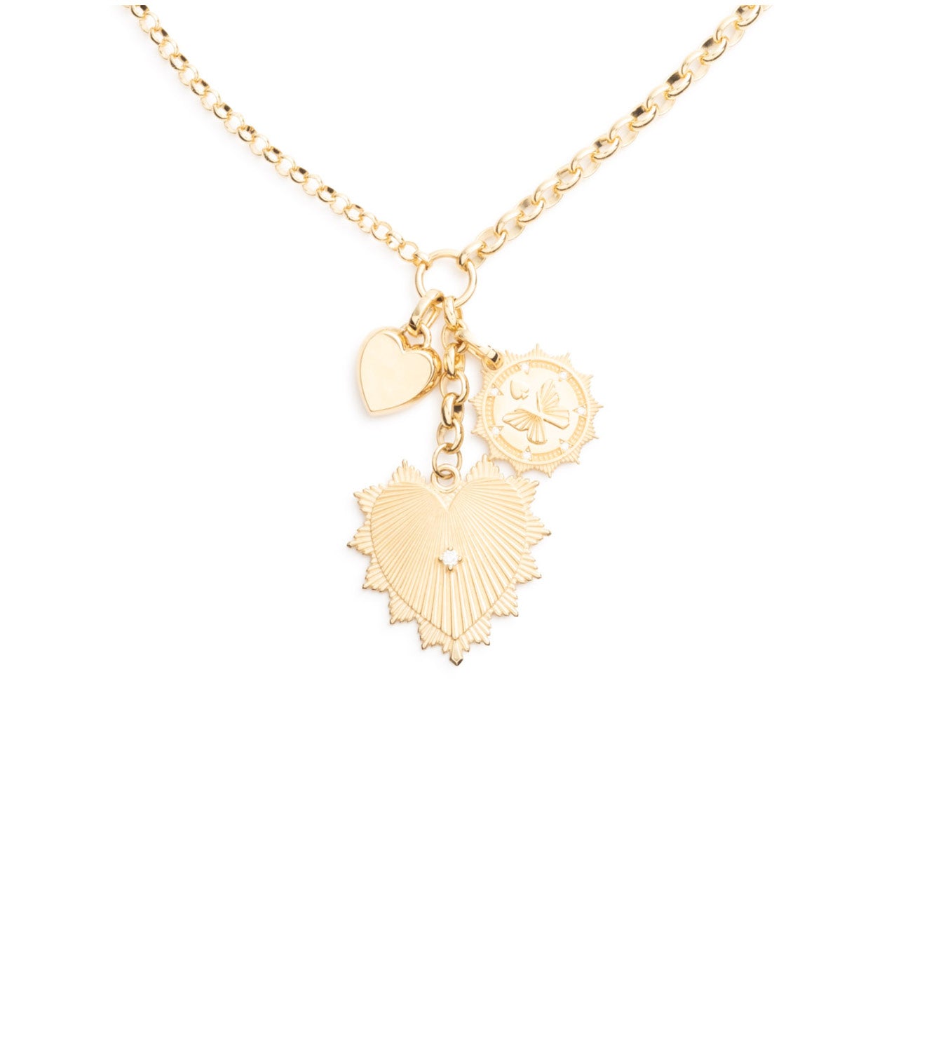 Heart Love Token & Reverie Heart Ingot Necklace - Heavy Mixed Belcher Chain Extension for Women | Perfect for Valentine's Day Gifts, Anniversary Jewelry & Boho Fashion Accessories