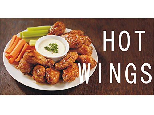 Hot Wings Chicken Banner Sign - Restaurant Decor, Bar Signage, Fast Food Wall Art - Perfect for Kitchens, Diners & Sports Bars (Pattern 4)