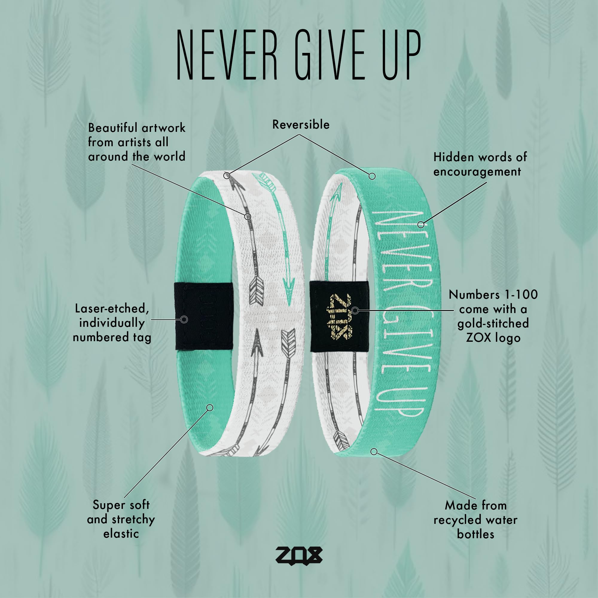 ZOX Stretchy Elastic Bracelets with Motivational Affirmations & Artistic Designs – Unisex Wristbands for Men & Women of All Ages – Perfect for Daily Wear, Gifts, Yoga, and Outdoor Activities