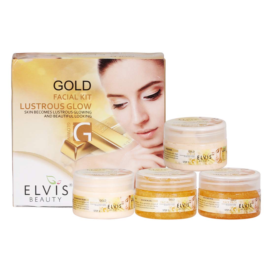 Elvis Beauty Gold Facial Kit for Radiant Skin - 200g Luxury Skincare Set | Brightening & Hydrating Treatment for Glowing Complexion | Perfect for Spa Days & Special Occasions