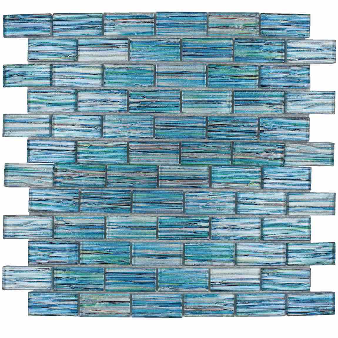 Glass Pool Mosaic Tile Waves Acqua 1x2 - Waterproof Decorative Tiles for Swimming Pools, Backsplashes & Bathroom Walls - Perfect for Indoor/Outdoor Aquatic Designs