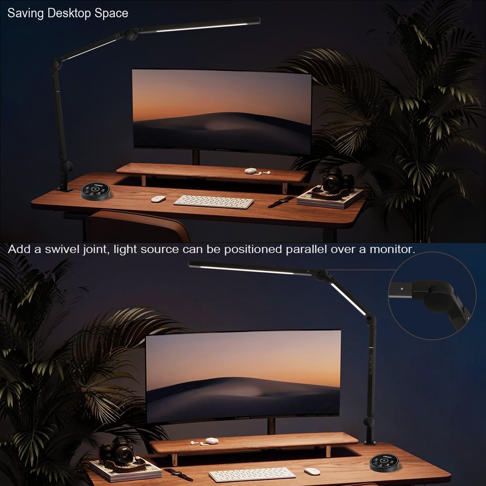 LED Desk Lamp with Clamp - Adjustable Brightness & Color Temperature, Touch Control, Memory & Timer Function, Swing Arm Architect Light for Home Office, Study, Reading, and Workstation Use