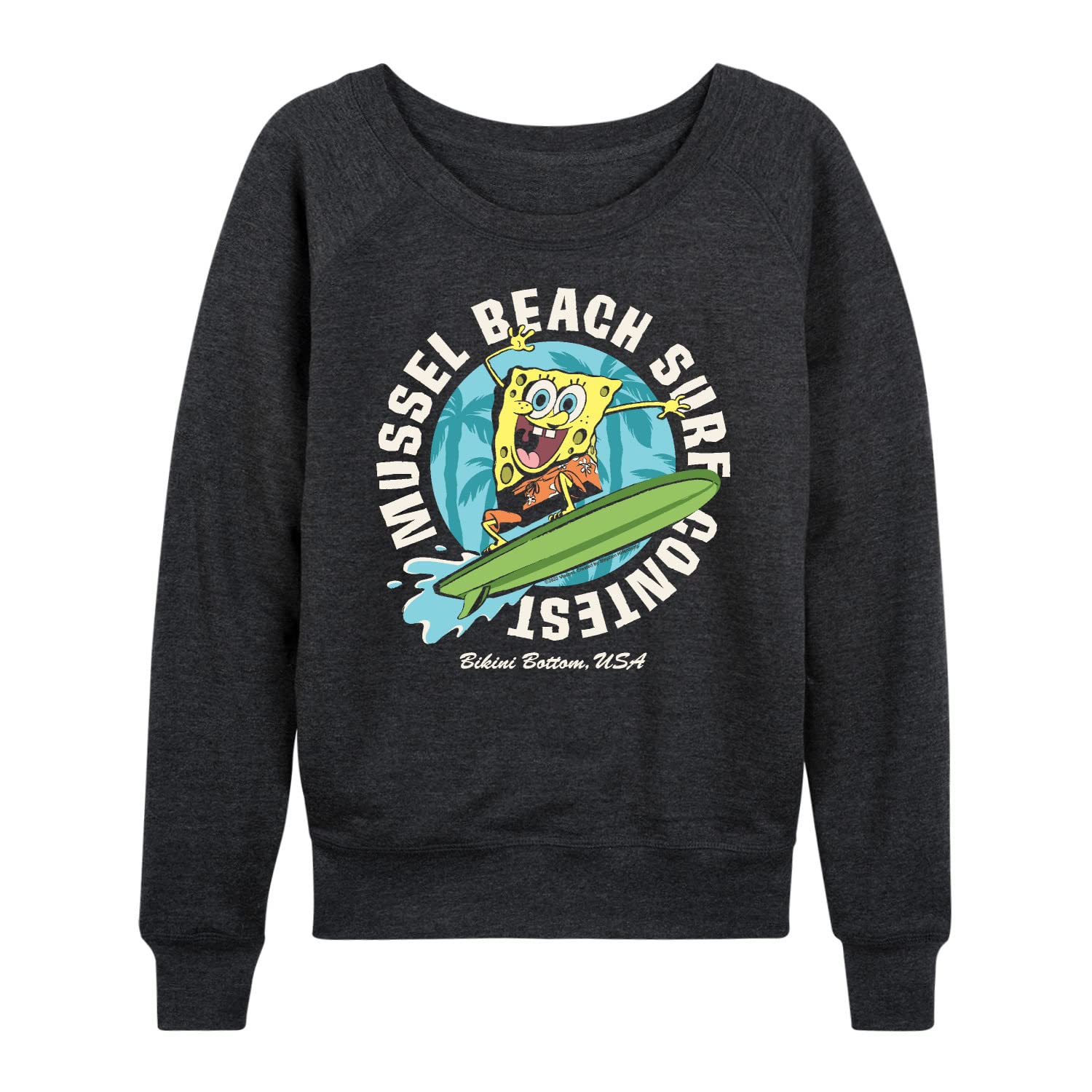 SpongeBob SquarePants Mussel Beach Women's Lightweight French Terry Pullover Hoodie - Soft Casual Sweatshirt for Women - Perfect for Lounge Wear, Street Style & Anime Fan Fashion
