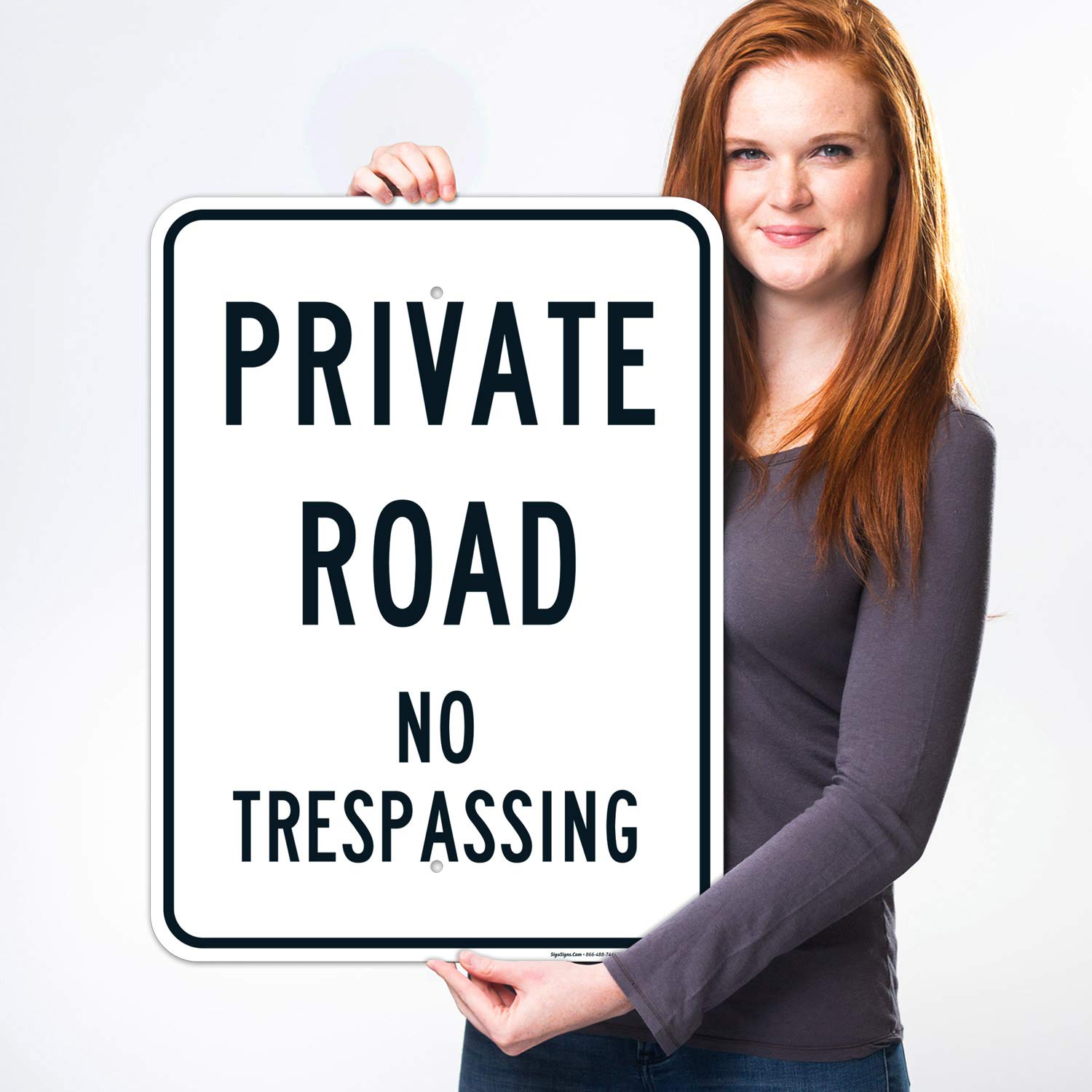 Private Road No Trespassing Sign - 18x24 Inches Rust-Free .063 Aluminum - Fade Resistant & Easy Mounting - Indoor/Outdoor Use - Made in USA - Perfect for Driveways, Farms & Property Boundaries