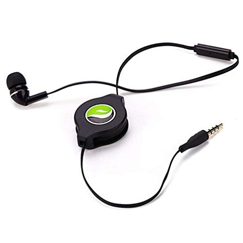 Retractable Mono Earphone with Mic - 3.5mm Hands-Free Headset for OnePlus Nord N20 5G & Compatible Smartphones | Perfect for Driving, Work Calls & Gaming