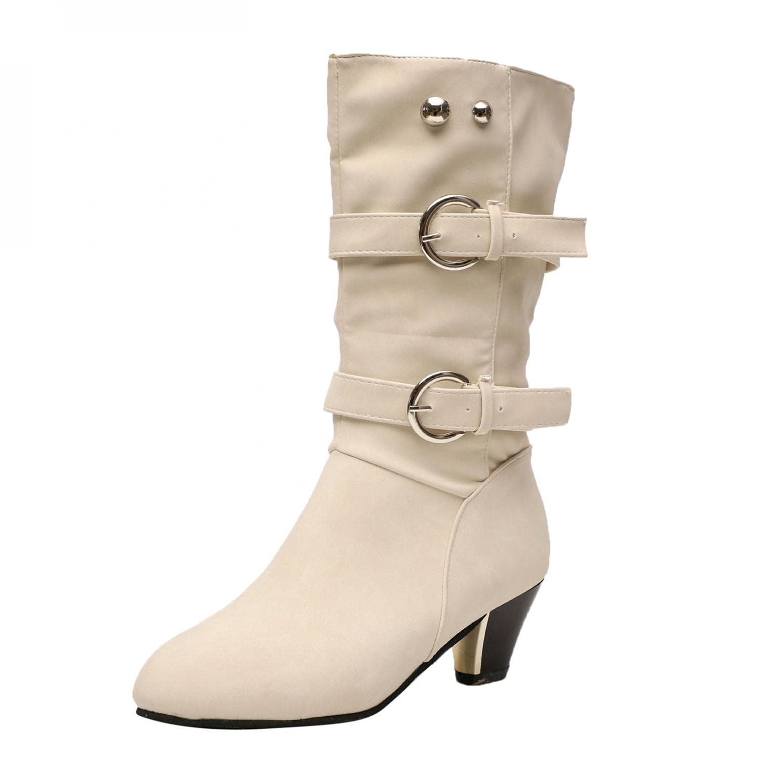 NOLDARES Women's Chunky Heel Ankle Boots - Fashion Platform Zip Up Buckle Boots for Motorcycle & Military Style | Perfect for Casual Outfits, Night Out & Streetwear Looks