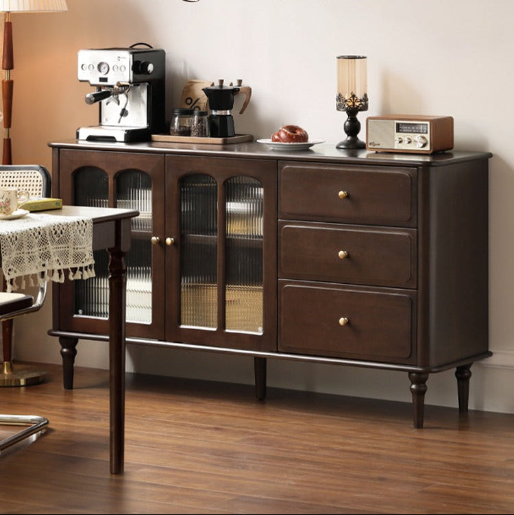 Solid Poplar Wood American Retro Dining Sideboard - Vintage Buffet Cabinet for Dining Room, Kitchen Storage & Home Decor