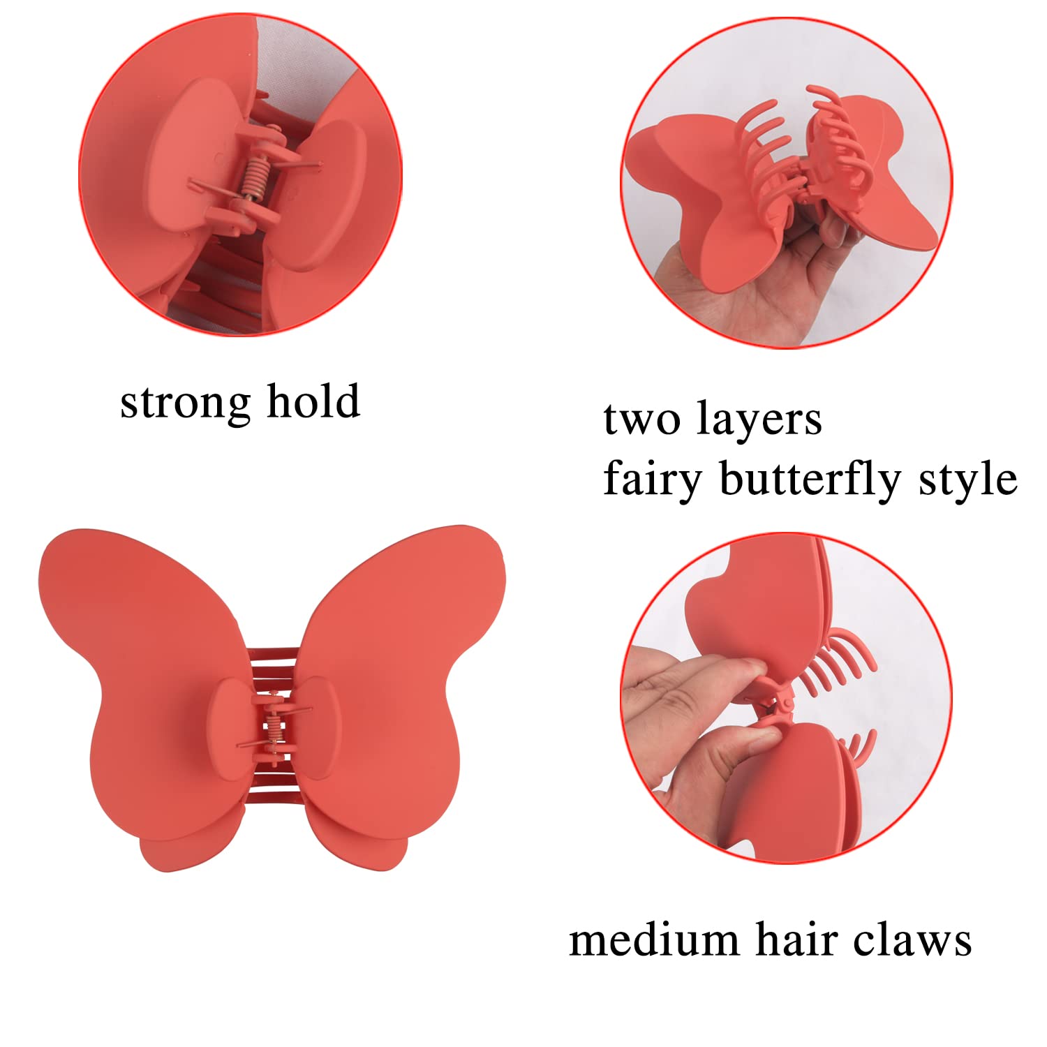 Large Hair Clips for Women with Thick Hair - Matte 6 Inch Jumbo Claw Clips for Strong Hold - Hair Styling Accessories (Deep Pink, Orange Red) - Perfect for Updos, Ponytails & Everyday Hairstyles
