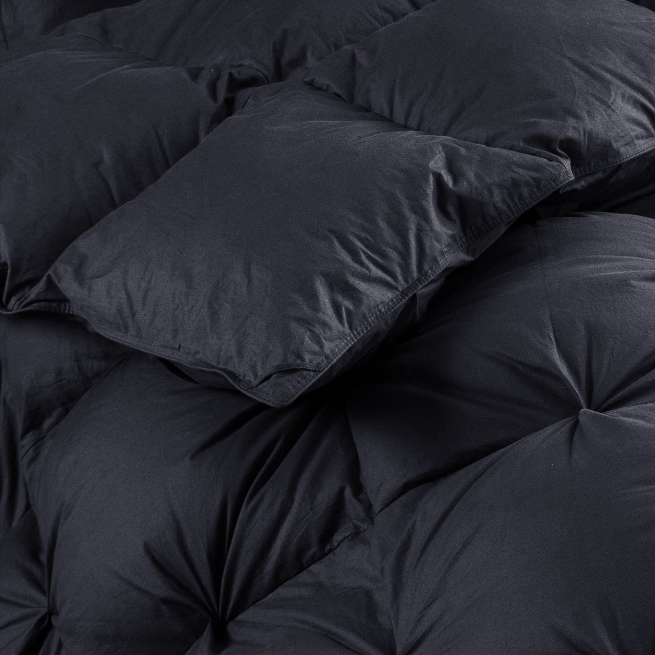 Premium All-Season Goose Down Alternative Comforter - Twin Size Duvet Insert with Baffle Box Construction | Hypoallergenic Polyester Fiber Fill | 100% Egyptian Cotton Cover | 50oz Fill Weight | Pinch Pleat Design (Black) - Perfect for Master Bedrooms, Guest Rooms & Cozy Winter Nights