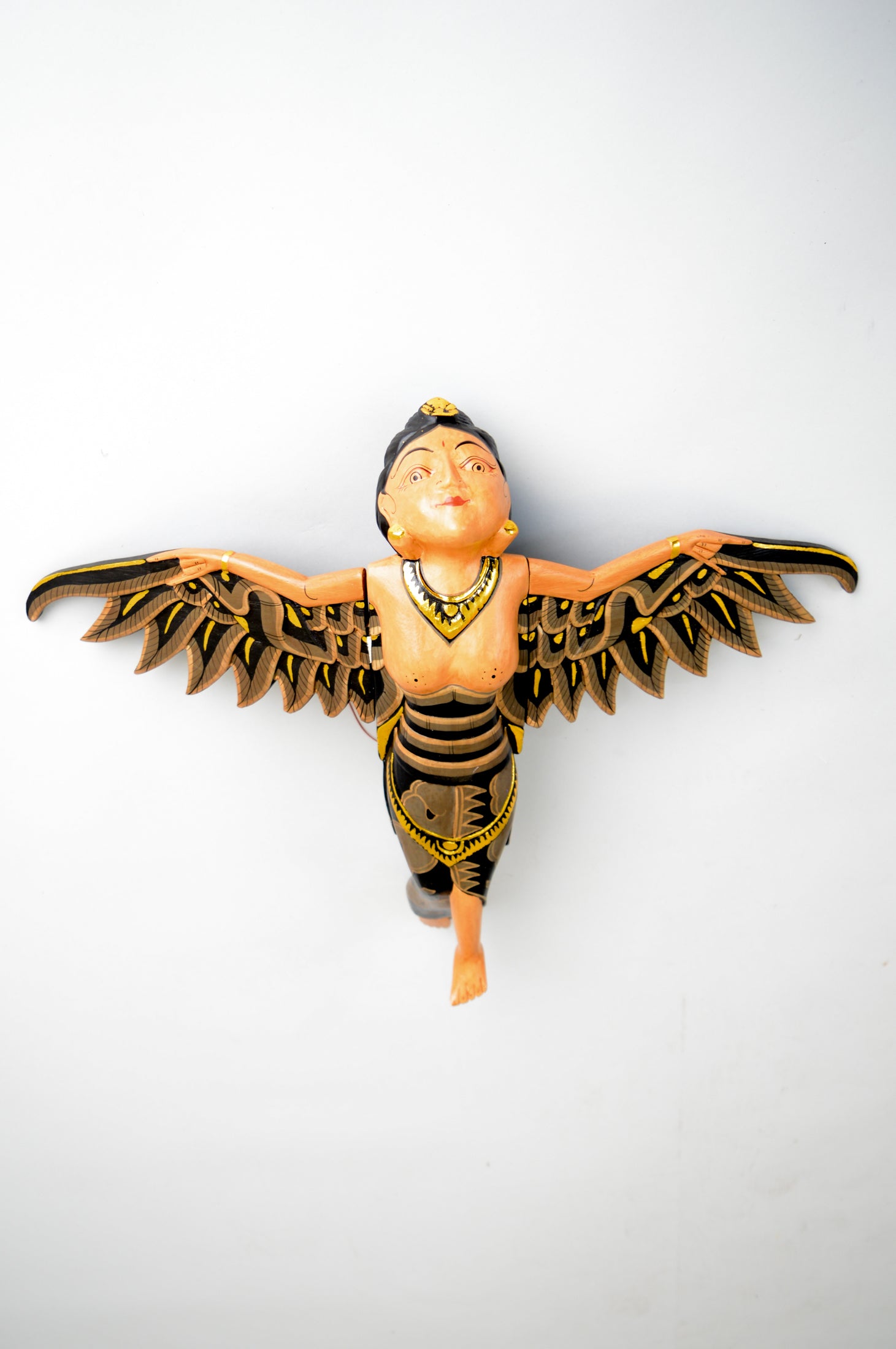 Dewi Sri Goddess Flying Angel Hand-Painted Statue - Indonesian Rice Goddess Sculpture for Home Altar & Spiritual Decor