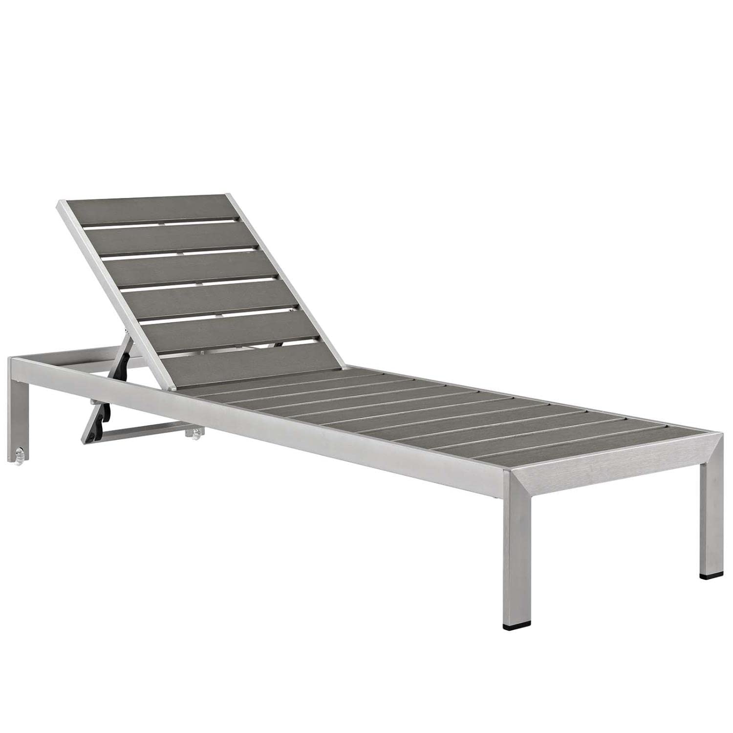 Modway EEI-4502-SLV-TRQ Silver Turquoise Outdoor Patio Chaise Lounge with Cushions - Durable Aluminum Frame for Poolside, Beach & Garden Relaxation