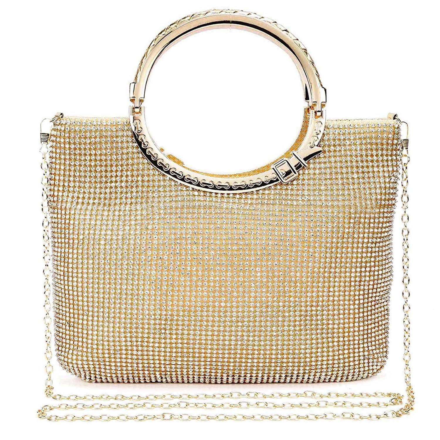 UBORSE Rhinestone Crystal Clutch Purse for Women - Sparkling Evening Bag with Ring Handle for Wedding, Party, Prom & Cocktail Events - Elegant Accessory for Special Occasions