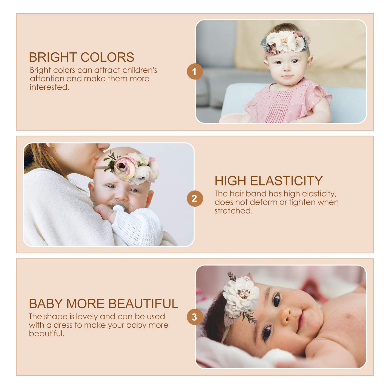 GALPADA 6-Piece Newborn Baby Girl Headbands Set - Lace Headwraps with Flower Bows, Soft Elastic Hair Bands for Infants (0-24 Months) | Perfect for Photoshoots, Baptisms, Birthday Parties & Special Occasions