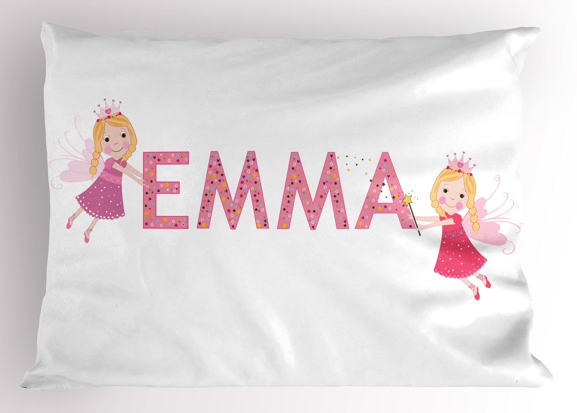 Ambesonne Emma Cartoon Polka Dot Pillow Sham - Decorative Standard King Size Printed Pillowcase 36x20 Inches, Multicolor - Perfect for Kids' Rooms, Teen Bedrooms & Nursery Decor