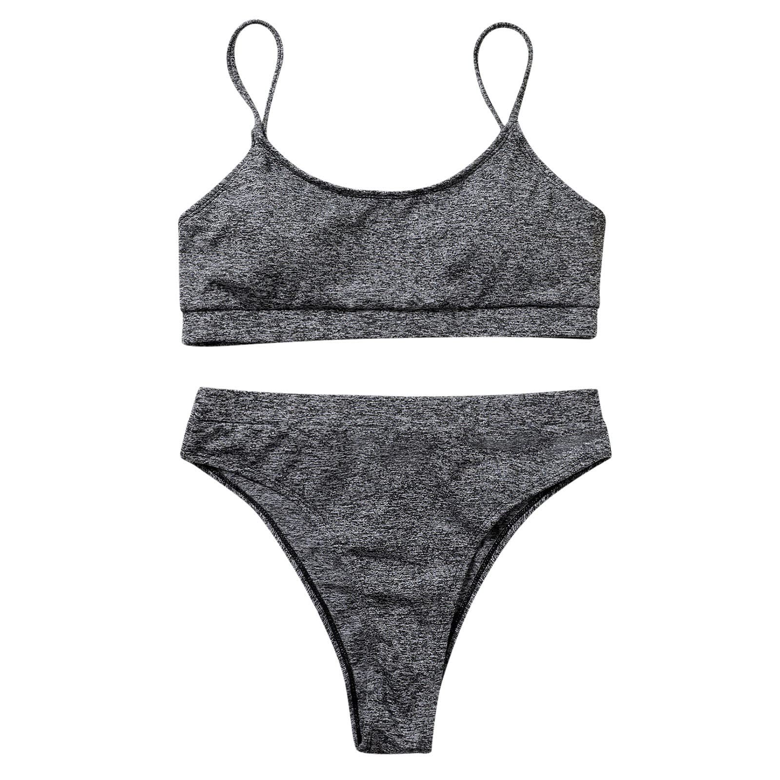 Sexy Women's Bikini Swimwear 2 Piece Set - Adjustable Strap Solid Color Two-Piece Bathing Suit for Beach, Pool & Summer Vacation