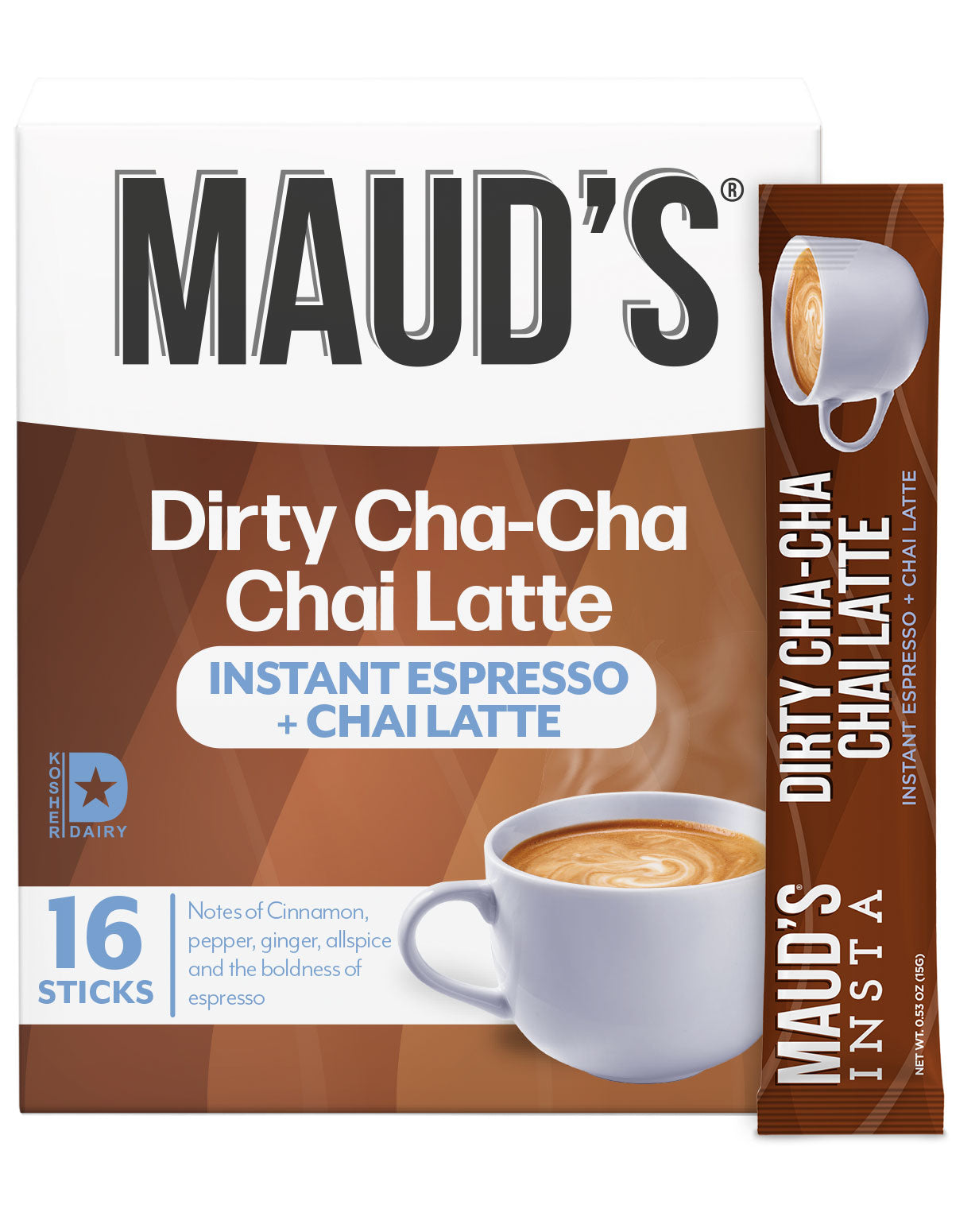 Maud's Espresso Chai Tea Latte Instant Sticks - Premium Instant Tea Mix for Coffee Lovers - Perfect for Home, Office & Travel