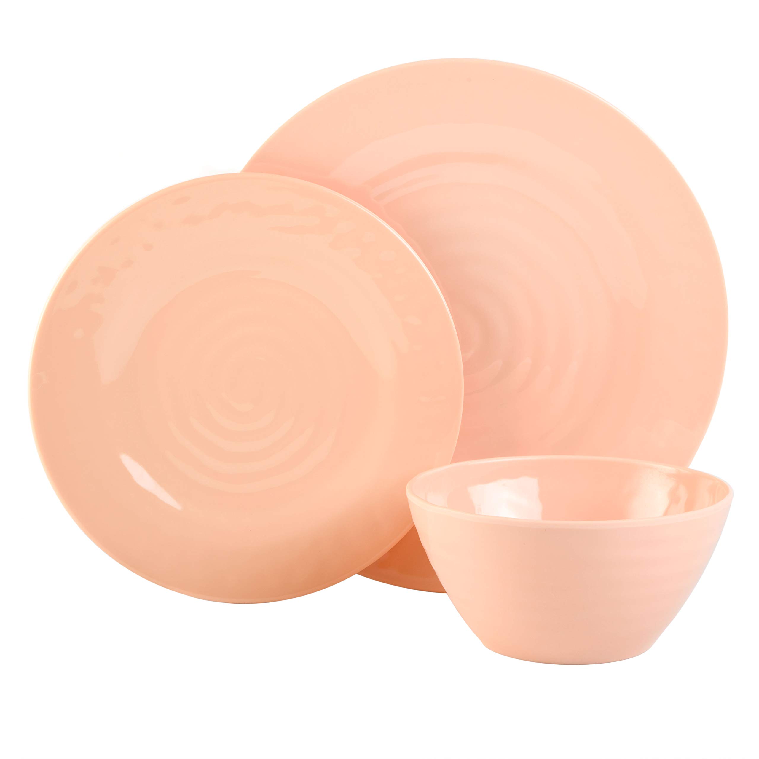 Gibson Home Brist Melamine Plastic Dinnerware Set for 4 - 12-Piece Pastel Dinner Plates, Bowls, Cups - Shatterproof & Lightweight for Outdoor Picnics, Camping, and Everyday Use