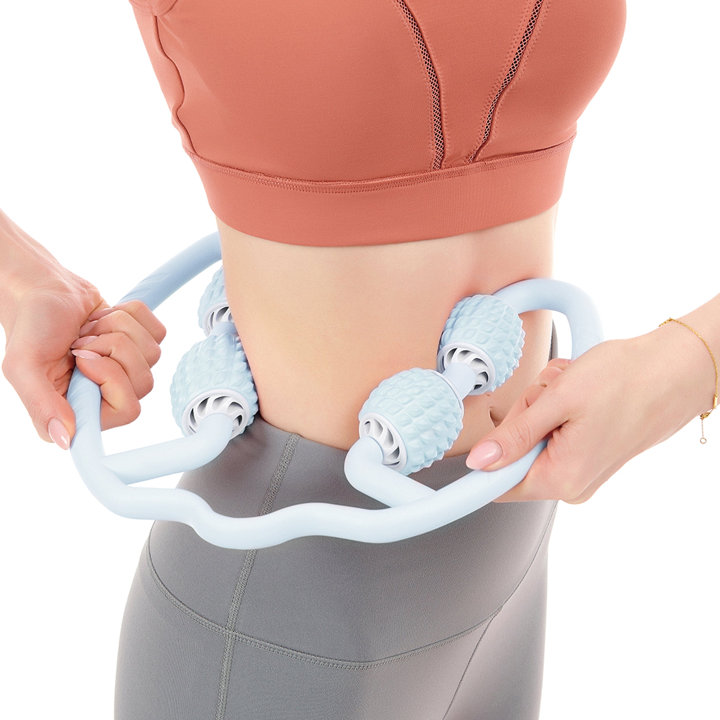 PRCTZ 4-Point Handheld Massage Foam Roller - Deep Tissue Muscle Massager for Pain Relief & Recovery - Perfect for Gym, Yoga, and Post-Workout Relaxation