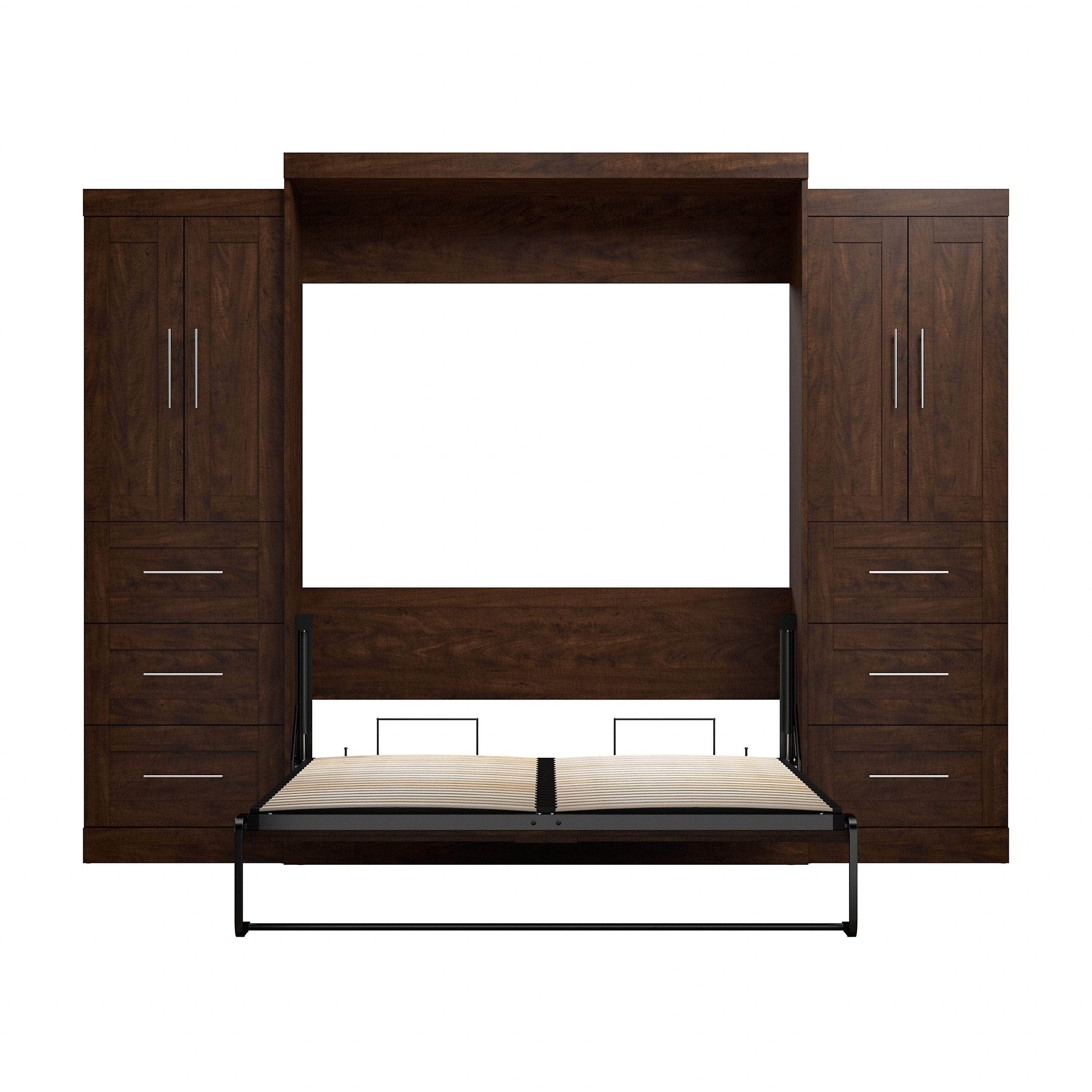 Pur Queen Murphy Wall Bed with Closet Storage Cabinets (115W) - 7 Color Options - Space-Saving Solution for Small Apartments, Guest Rooms & Home Offices
