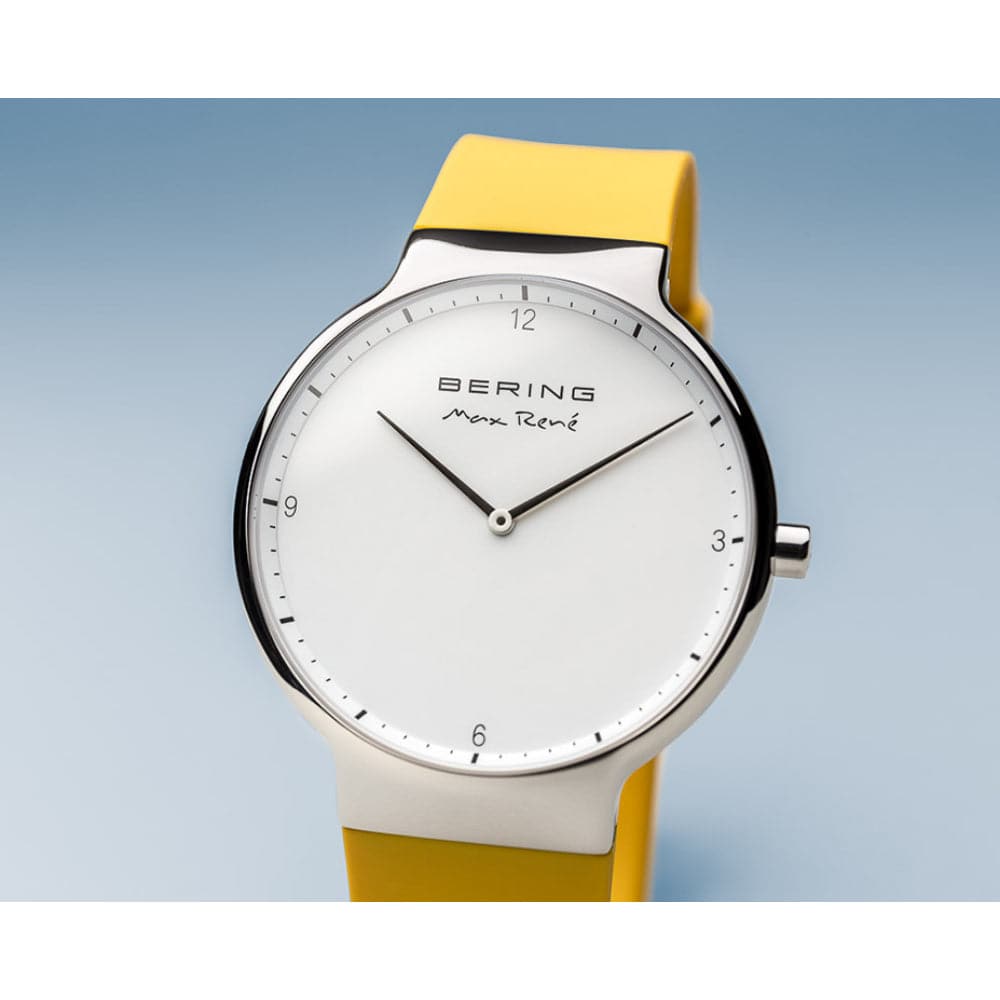 BERING MAX RENE 15540 Men's Watch with Yellow Silicone Strap - Waterproof Sports Watch for Outdoor Activities & Casual Wear