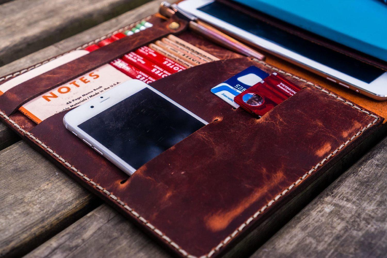 Premium Leather Leuchtturm1917 B5 Notebook Cover & iPad Air/Pro Case - Crazy Horse Orange | Stylish Protection for Work, School & Travel | Durable Vegan Leather Organizer for Professionals & Students