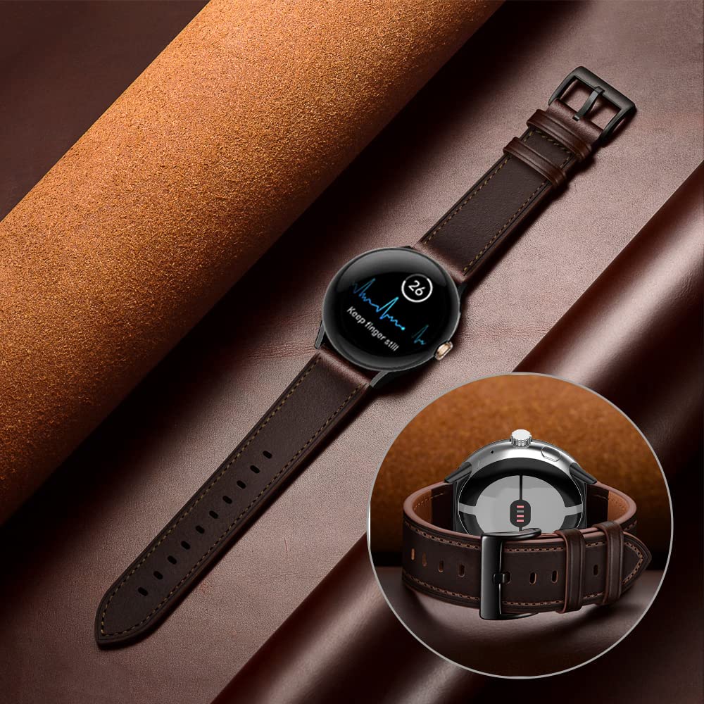 **Premium Genuine Leather Bands for Google Pixel Watch - Adjustable Clasp Strap for Men & Women - Perfect for Work, Gym & Everyday Wear**