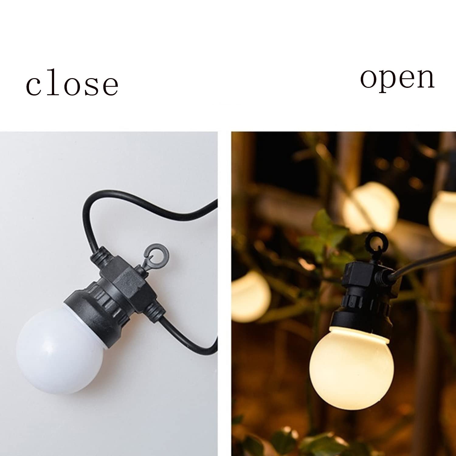 16 FT Solar Powered G50 Milky White LED String Lights - Outdoor Hanging Edison Retro Bulbs with 20 Warm White LEDs for Garden, Patio, Wedding, Party & Home Decoration (Weatherproof & Energy Saving)