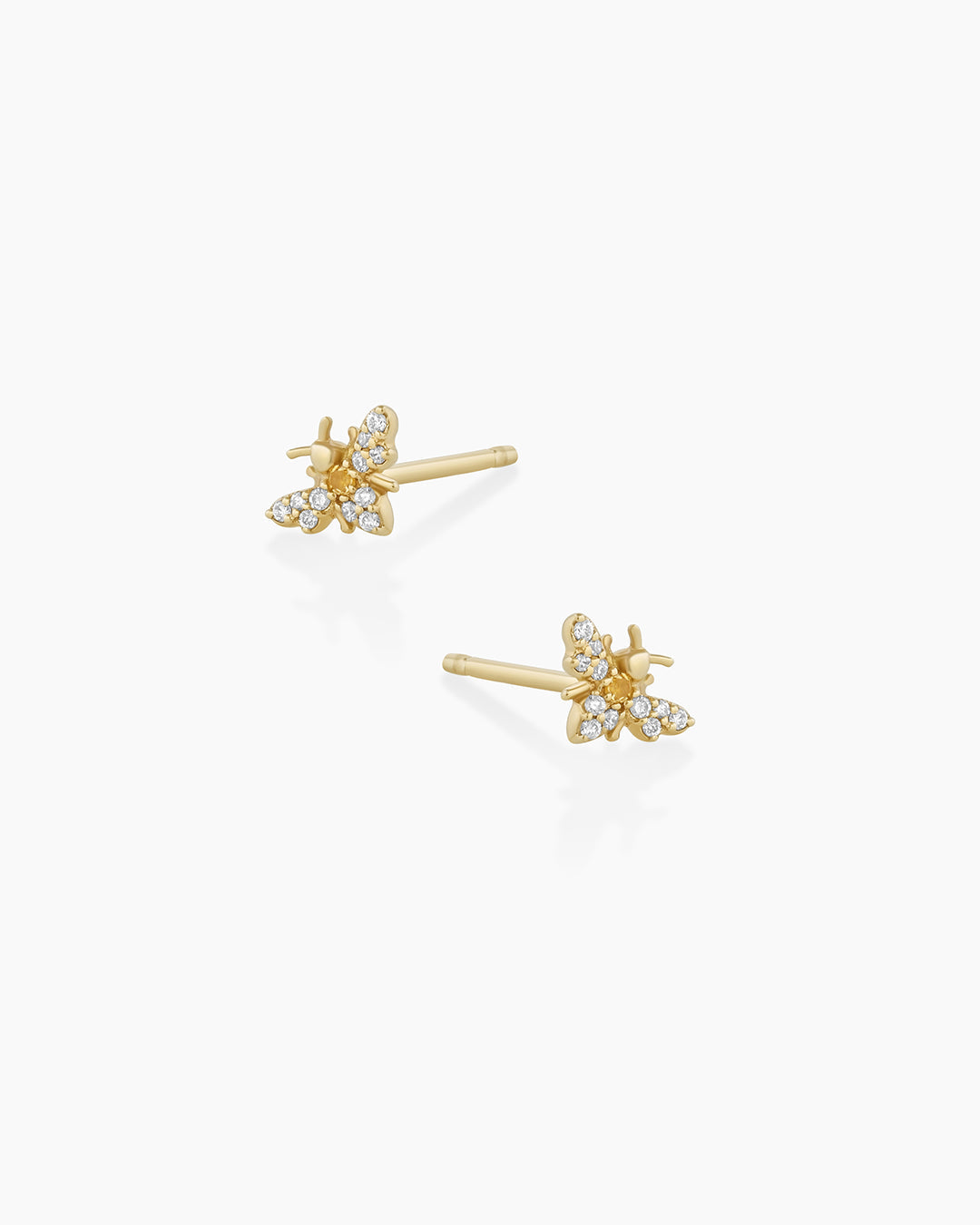 14K Gold Diamond Bee Stud Earrings for Women - Elegant Honeycomb Design, Perfect for Everyday Wear & Special Occasions