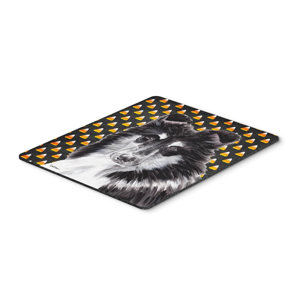 Black and White Collie Candy Corn Halloween Mouse Pad - Large Washable Non-Slip Desk Mat for Home Office, Gaming & Computer Use | Caroline's Treasures SC9654MP | Perfect for Halloween Decor & Workspace Accessories