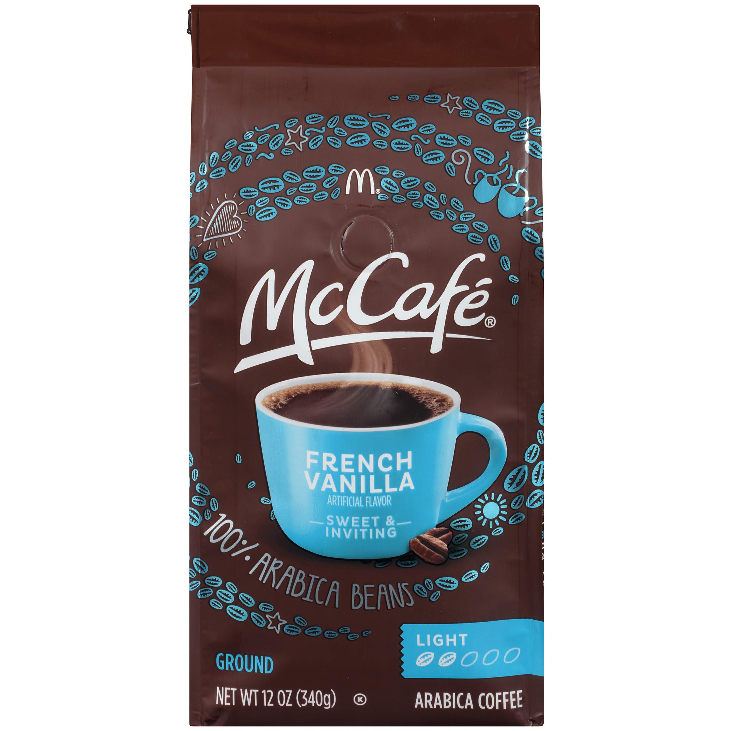 McCafé French Vanilla Light Roast Ground Coffee - 12 oz Bags (Pack of 6) | Smooth & Creamy Flavor | Perfect for Morning Brew, Office Coffee Breaks & Gift Giving