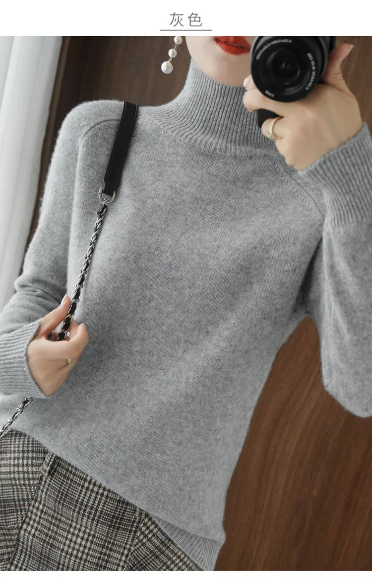 Women's Casual Turtleneck Long Sleeve Sweater - Soft Knit Pullover for Fall & Winter - Perfect for Office, Dating & Weekend Outfits