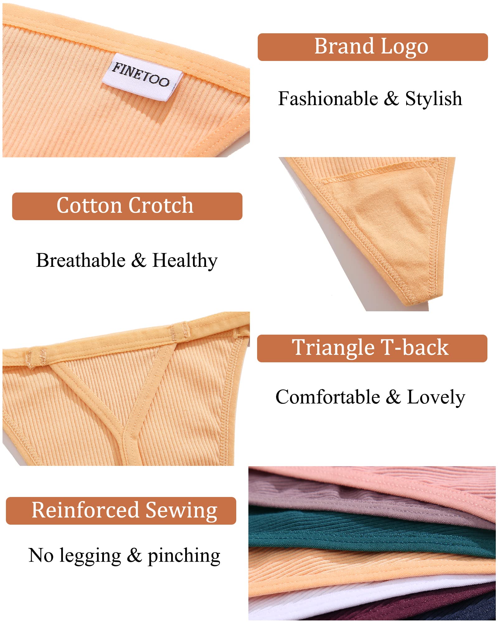 FINETOO 10 Pack Adjustable G String Thongs for Women - Sexy Low Rise Cotton Panties - Comfortable Ladies Underwear S-XL - Perfect for Date Night, Lingerie Gift & Everyday Wear