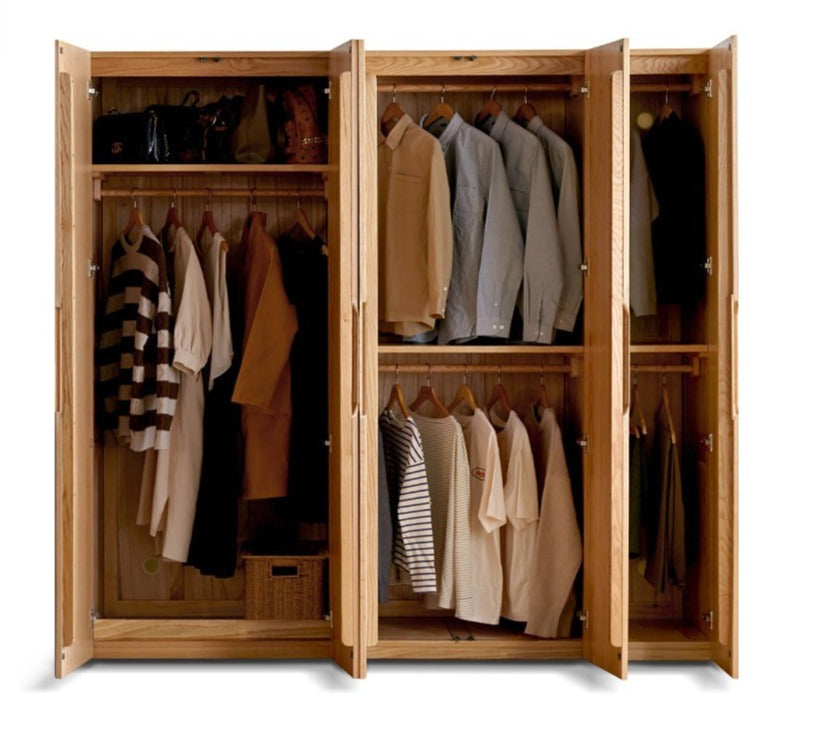 Solid Oak Wood Wardrobe - Premium Quality, Spacious Storage for Bedroom, Closet & Home Organization