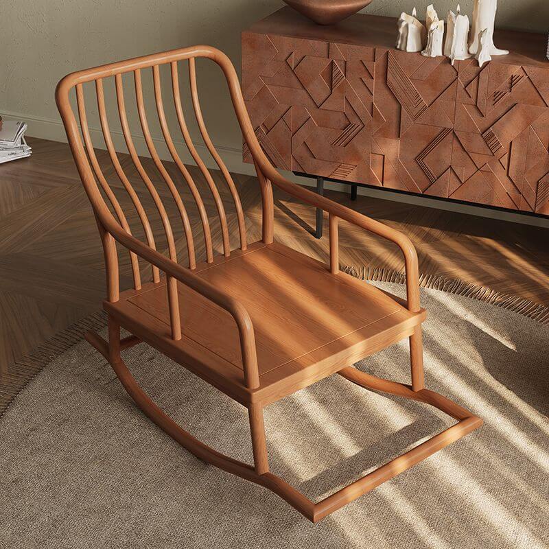 Premium Wooden Rocking Chairs for Front Porch - Midnight Black/Chalk/Azure Craftsman Style with Rear Support & Stationary Base | Perfect for Relaxing, Outdoor Decor & Country Home Sitting Areas