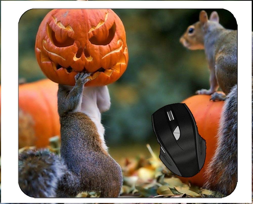 Halloween Jack-O'-Lantern Squirrel Funny Mouse Pad - Non-Slip Gaming & Office Desk Mat for Computer, Laptop, PC - Perfect for Halloween Decor & Gifts