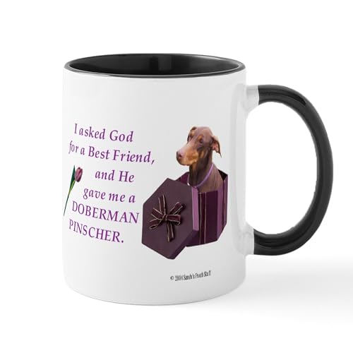 White/Black Inside - Doberman Pinscher (Rust & Red, Natural Ears) Mug