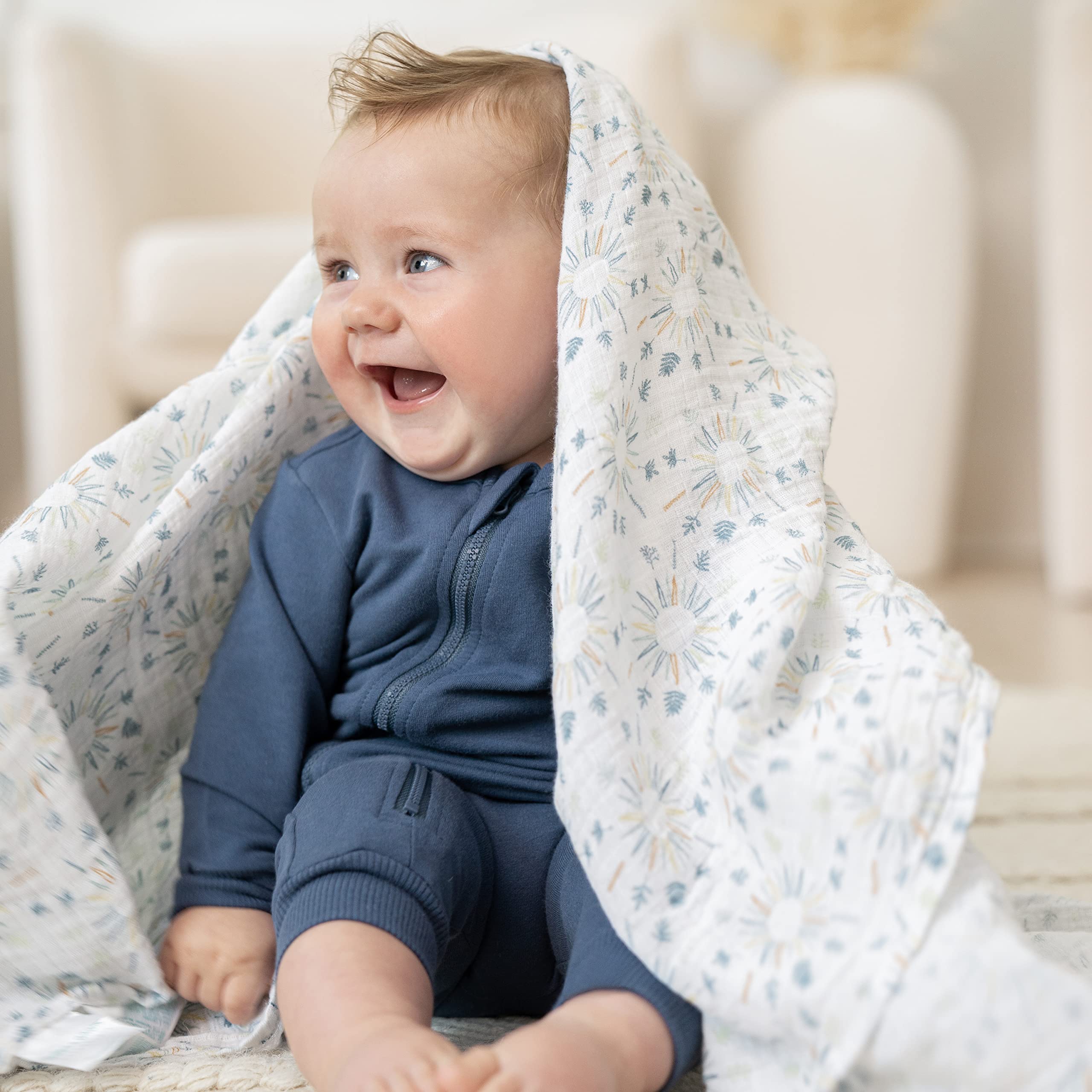 **Aden + Anais 100% Cotton Muslin Swaddle Blankets for Newborns - 4 Pack, Soft Baby Receiving Blankets for Girls & Boys, Breathable Swaddle Wrap for Nursery, Travel & Gifting - Harmony Collection**