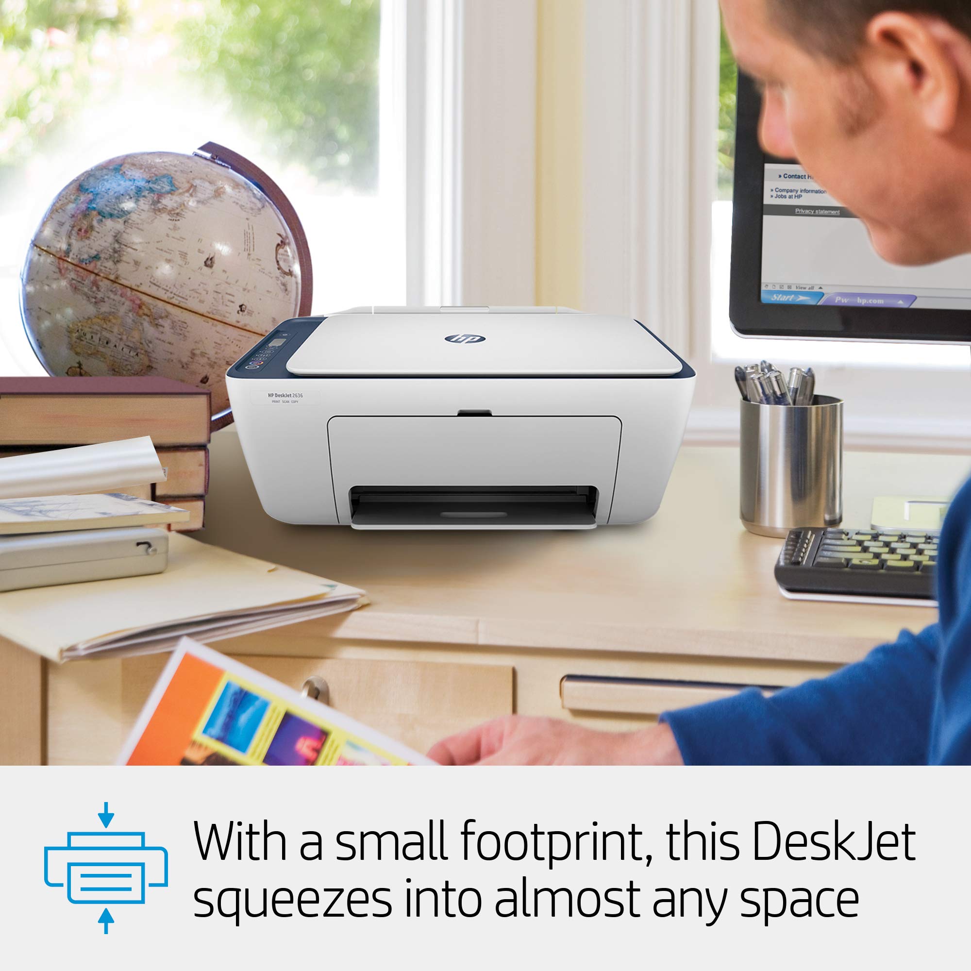 HP DeskJet 2636 Wireless All-in-One Color Inkjet Printer with Copy & Scan | HP Smart App Compatible | Blue (Renewed) | Perfect for Home Office, Small Business & Remote Work Printing Needs
