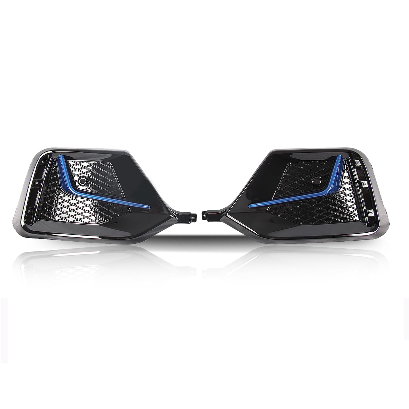 JX Racing Performance Front Rear Fog Light Cover with Blue Trim & LED Fog Lamp Kit - Includes Harness & Switch - Compatible with 2020-2021 Honda Civic Hatchback (Left/Right, Black) - Upgrade Your Night Driving Safety & Style