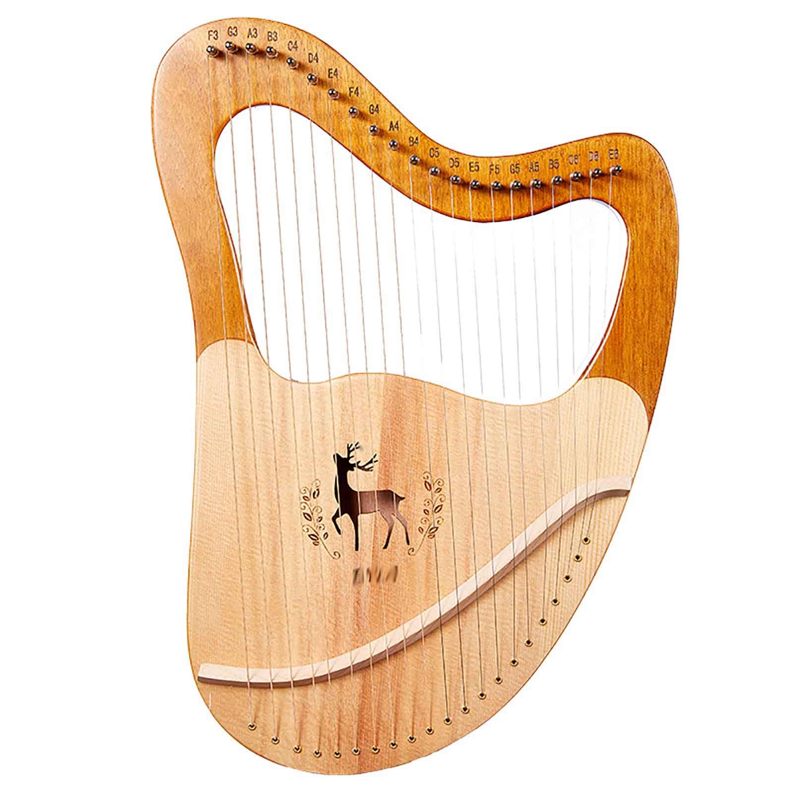 32 String Lyre Harp Mahogany Wood Musical Instrument with EVA Carry Bag, Tuning Key & Spare Strings - Perfect for Beginners, Kids & Music Lovers - Home Decor, Meditation, Gift Idea, Music Therapy & Celtic Performances