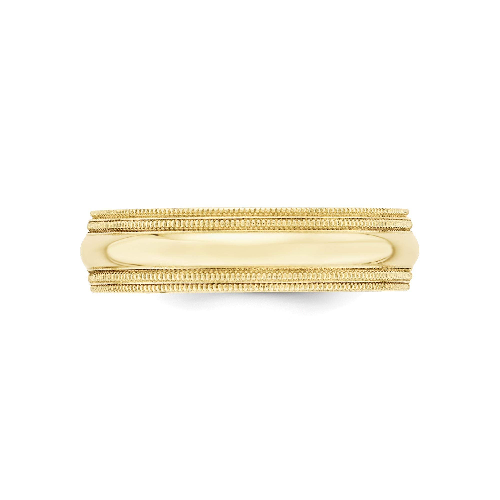 10k Yellow Gold 6mm Double Milgrain Comfort Fit Wedding Band - Size 9 for Men & Women