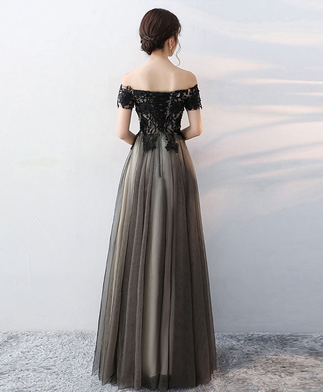 Elegant Black Lace Tulle Long Prom Dress for Women - Formal Evening Gown for Homecoming, Ball, Wedding & Special Occasions