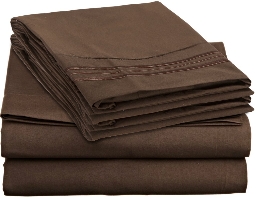 Clara Clark Premier 2000 Collection Full Size Bed Sheet Set - Soft Luxury 100% Cotton Chocolate Brown Sheets for Bedroom, Hotel & Guest Room