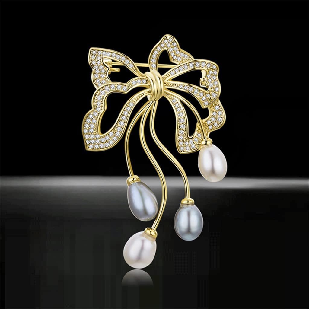 Elegant Bowknot Brooch Pin for Coats & Sweaters - Wild Atmosphere Imitation Pearl Fashion Accessory for Women | Perfect for Weddings, Parties & Office Wear