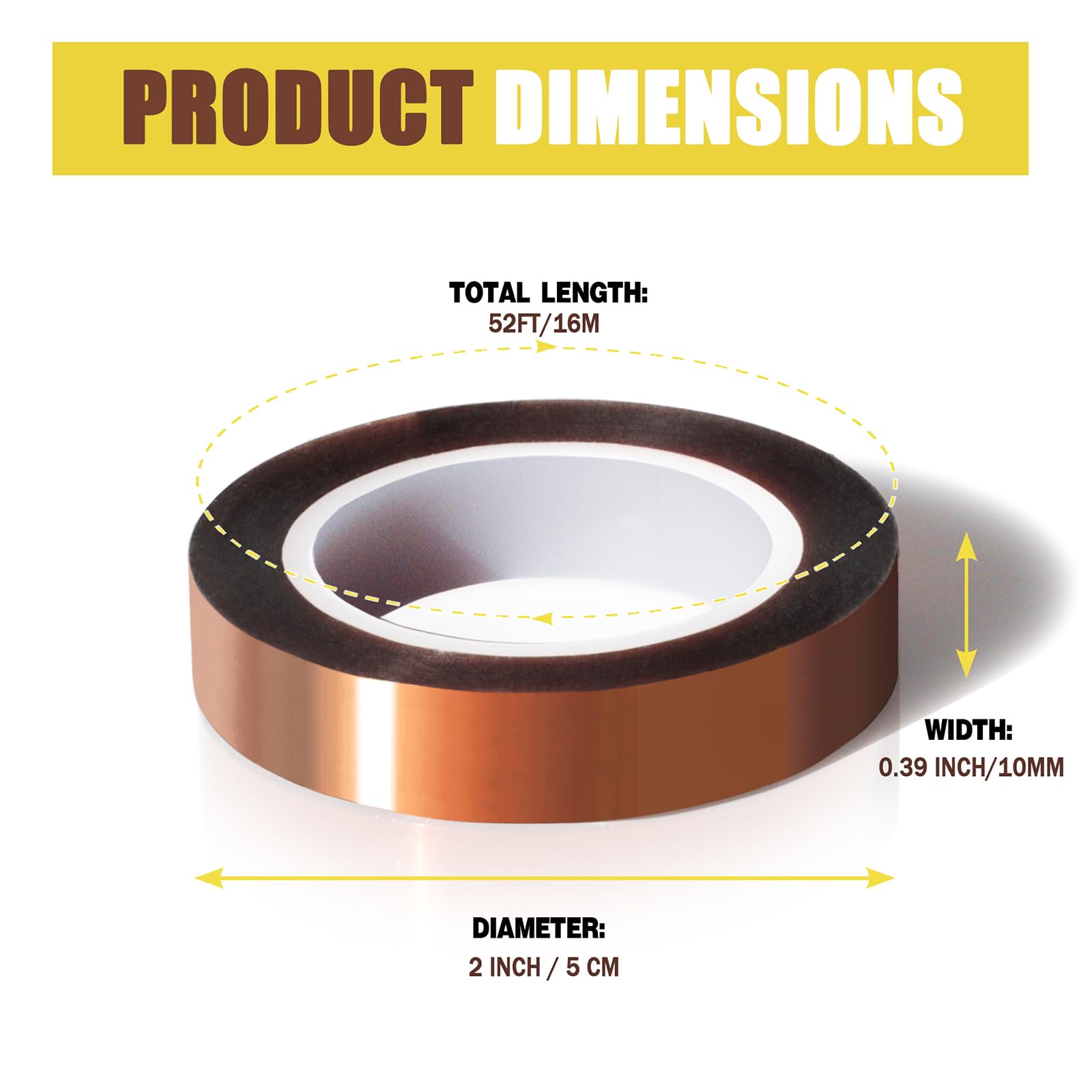 12 Rolls 10mm x 16m (52FT) High Temperature Heat Resistant Tape - No Residue Heat Transfer Tape for Sublimation Press, Vinyl, DIY Crafts & T-Shirt Printing | Perfect for Heat Press Machines & Fabric Projects