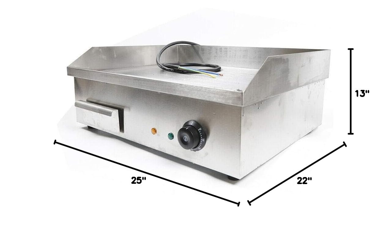 TBVECHI Commercial Electric Griddle Flat Top Grill - 1200W Stainless Steel Teppanyaki Cooktop for Restaurant, BBQ & Home Use | Perfect for Pancakes, Burgers, Steaks & Stir Fry Cooking