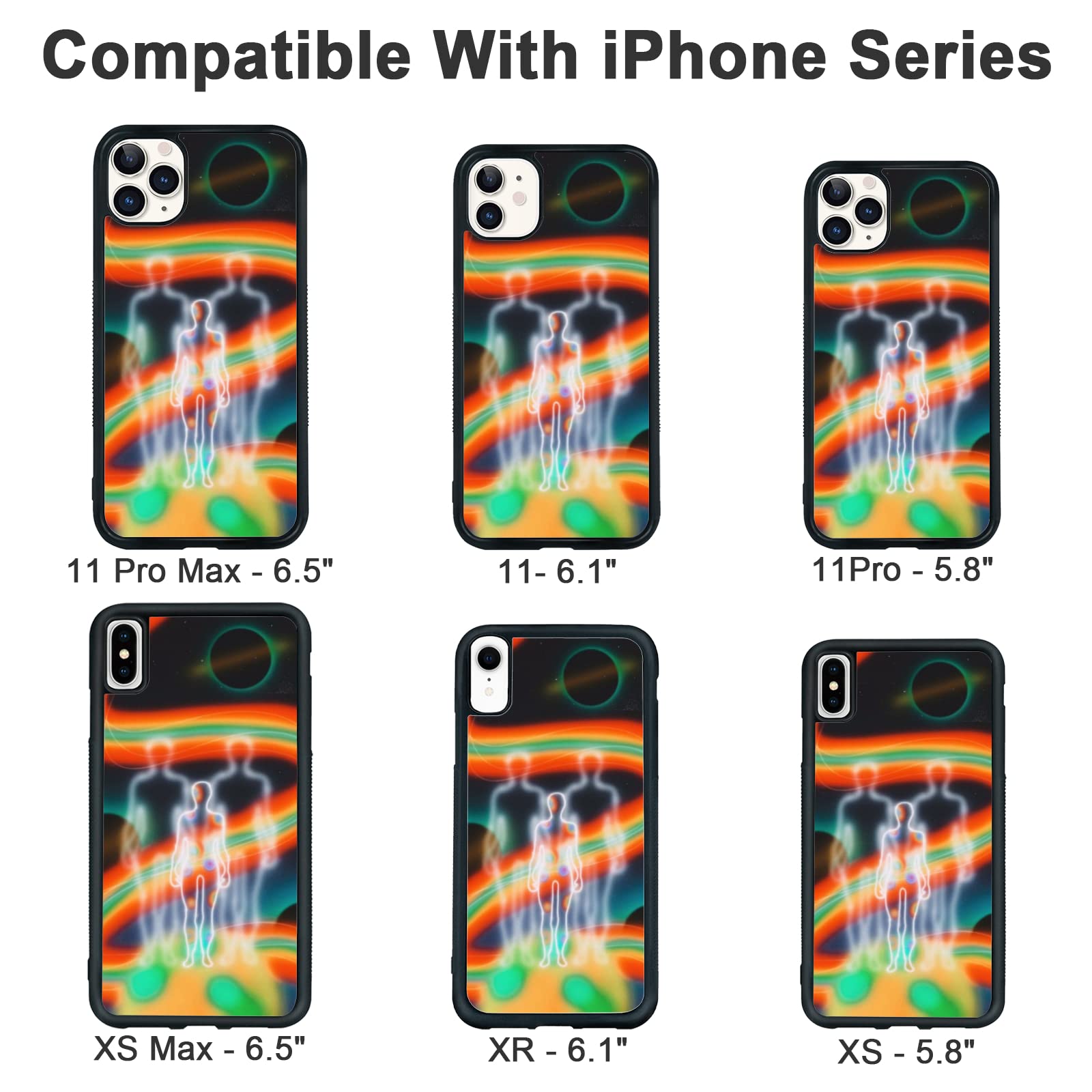 Psychedelic Trippy Aesthetic Art Phone Case for iPhone 14 13 12 11 Mini Pro Max | Shockproof Hard PC + Soft TPU Protective Cover | Iridescent Design for Men Women | Perfect for Music Festivals & Rave Parties
