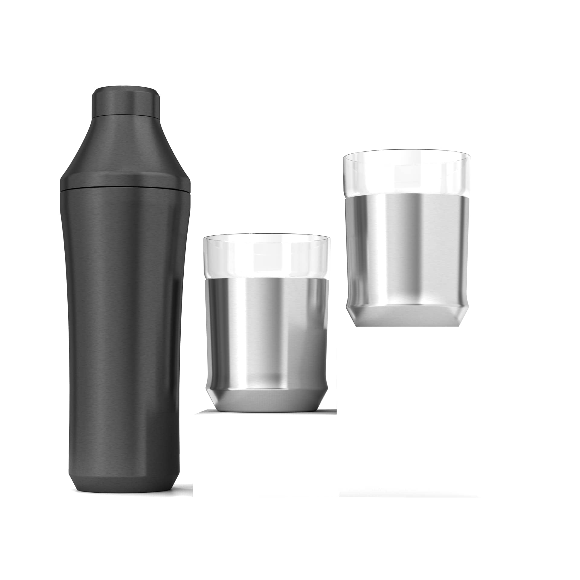Premium Vacuum Insulated Hybrid Cocktail Shaker Set with Steel Base & Removable Glass Insert - Home Bar Essential Kit for Mixing Martinis, Margaritas & Cocktails - Perfect for Parties, Home Bars & Professional Bartenders