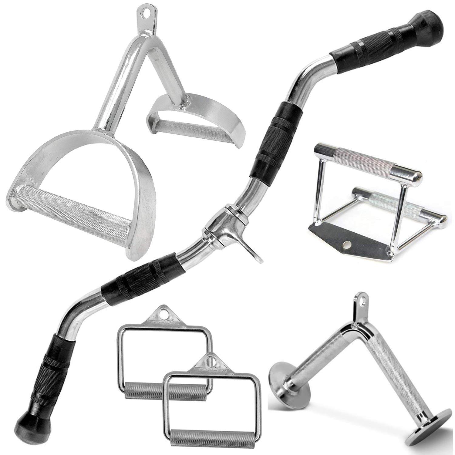FITNESS MANIAC Multi-Exercise Gym Cable Attachments Set - Tricep Bar, Pressdown Handle & Weightlifting Combo for Home & Commercial Gym Workouts | Perfect for Strength Training, Muscle Building & CrossFit Exercises