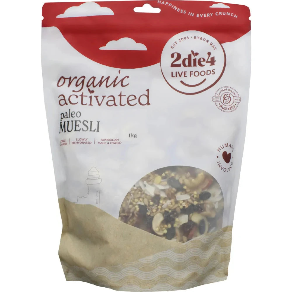 Organic Activated Paleo Muesli by 2DIE4 LIVE FOODS - 1kg | Gluten-Free Superfood Breakfast Cereal | Perfect for Keto, Vegan & Healthy Lifestyle